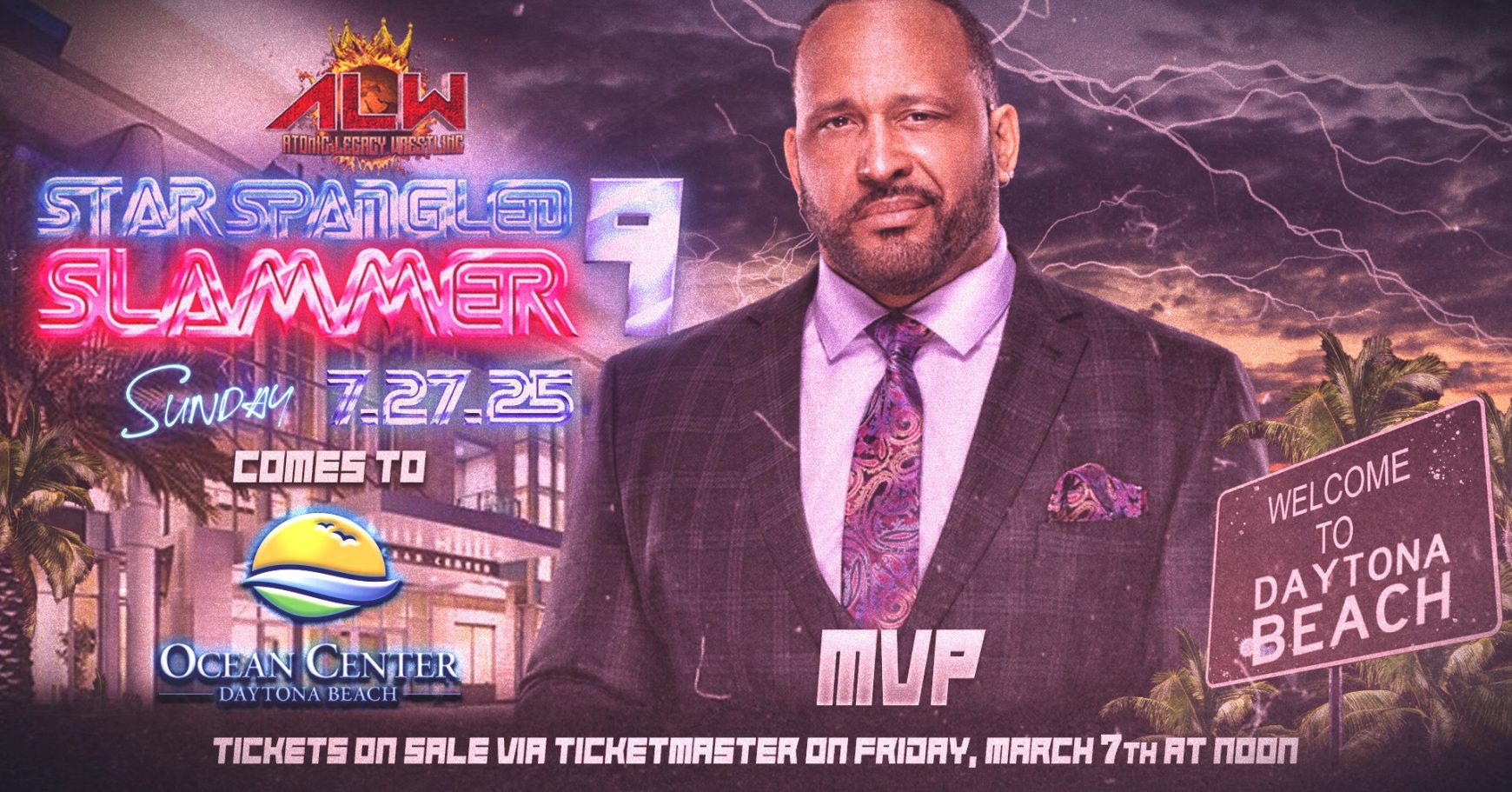 Promotional poster for Star Spangled Summer 9 featuring MVP at Daytona Beach.